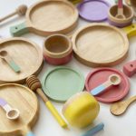 ست هفت تکه ظرف چوبی اسباب بازی مامان کوچولو